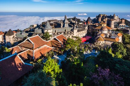 Landscape of Castles from top view at Bana Hills, Da Nang, Vietnamの写真素材