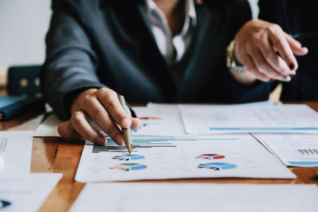 Business People Planning Strategy Analysis from financial document report, Office Conceptの写真素材