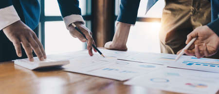 Business People Planning Strategy Analysis from financial document report, Office Concept