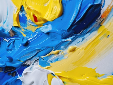 Abstract blue and yellow paint background. Acrylic texture background, Generative AIの素材