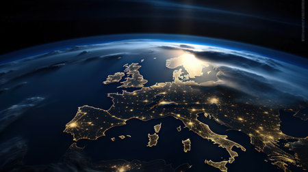 Image of earth from outer space. Generative AIの素材