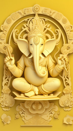 Ganesha paper cut art with colorful background. Generative AIの素材