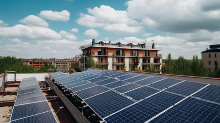 Alternative green energy, solar panels on the roof top of the house. Generative AIの素材