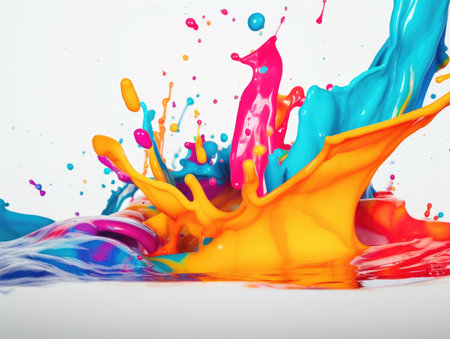 Colorful paint splash on isolated white background. Generative AIの素材