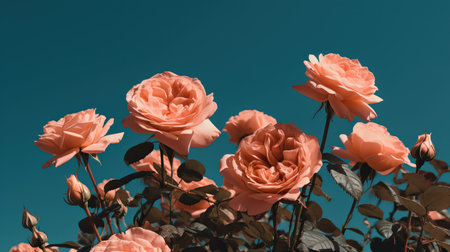 Pink roses against a sky background. Generative AIの素材