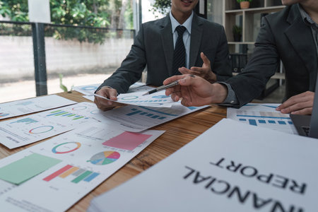 business people at meeting collaboration and teamwork of work meeting new startup project idea presentation analyze plan marketing and investment in an officeの写真素材