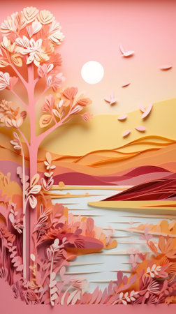 Beautiful colorful paper cut art design. Generative AIの素材