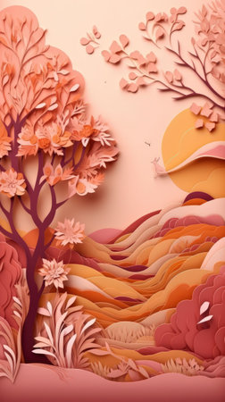 Beautiful colorful paper cut art design. Generative AIの素材