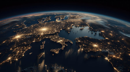 Image of earth from outer space. Generative AIの素材