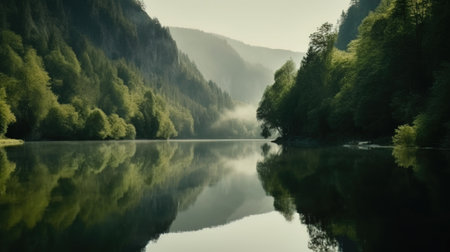 Beautiful scenic landscapes with mountains in Europe. Generative AIの素材