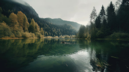 Beautiful scenic landscapes with mountains in Europe. Generative AIの素材