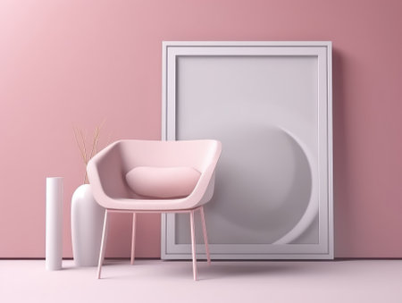 Pink modern stylish room with frame and sofa. Generative AIの素材