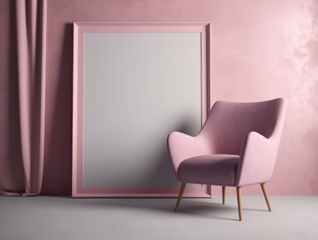 Pink modern stylish room with frame and sofa. Generative AIの素材