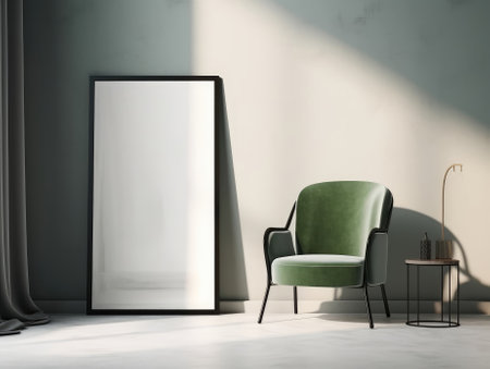 Yellow Japanese style living room with wooden decoration. Generative AIの素材