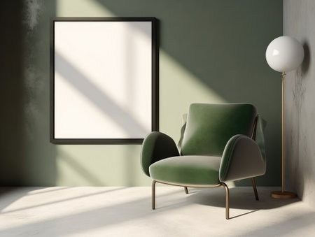 Yellow Japanese style living room with wooden decoration. Generative AIの素材