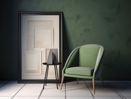 Yellow Japanese style living room with wooden decoration. Generative AIの素材