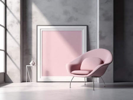 Pink modern stylish room with frame and sofa. Generative AIの素材