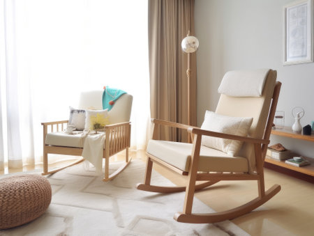 Comfortable living room with rocking chair. Generative AIの素材