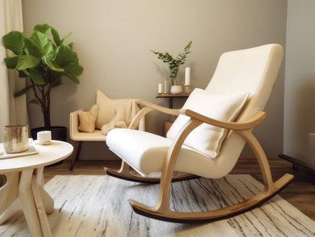Comfortable living room with rocking chair. Generative AIの素材