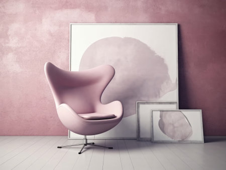 Pink modern stylish room with frame and sofa. Generative AIの素材