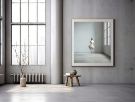 Mock up frame on the wall with room decoration and furniture. Generative AIの素材