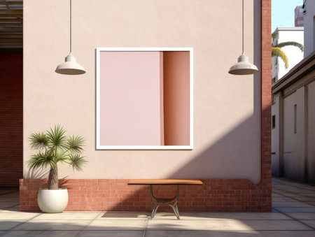 Blank mock up sign on the building, advertising board for display. Generative AIの素材