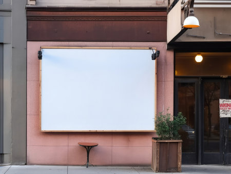 Blank mock up sign at coffee shop cafe, advertising board. Generative AIの素材