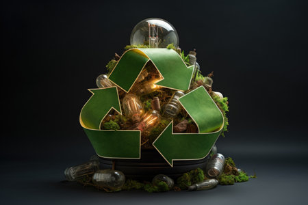 Recycle sign. Green triangular eco recycle concept. Generative AIの素材