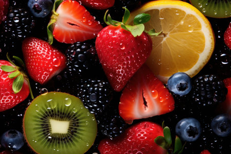 Fresh Slice Lime With Glistening Drop of Water Background. Generative Aiの素材