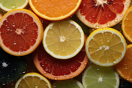 Fresh Slice Lime With Glistening Drop of Water Background. Generative Aiの素材