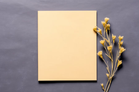 Top view blank paper on wooden table. Generative AIの素材