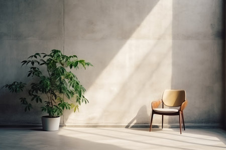 Living room interior mockup. Blank concrete wall. Generative AIの素材