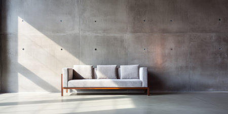 Living room interior mockup. Blank concrete wall. Generative AIの素材