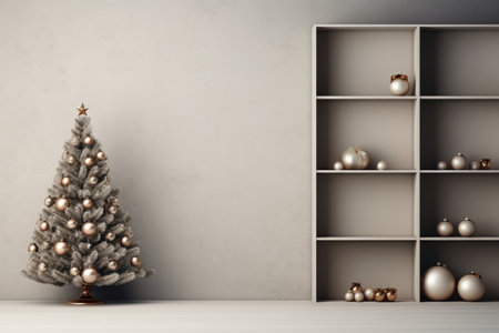 Contemporary Room. Christmas Interior Design Background. Generative AIの素材