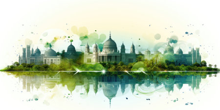 Green city ecosystem concept, Friendly environmental landscape background. generative aiの素材