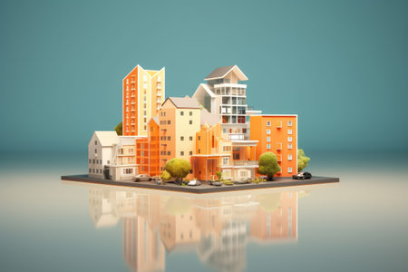 scale model of modern eco friendly building in architect office. sustainable housing development. Real estate concept. generative AIの素材