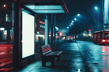 Blank digital signage screen in a public place, ideal for customization, generative aiの素材