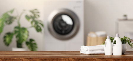 Sustainable Laundry Essentials with Modern Washer 3D Render