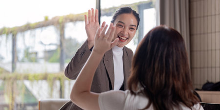 Business networking event modern office lifestyle professional environment engaging viewpoint empowering conceptの写真素材