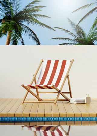 Stylish office with large windows and modern workstations, 3D render illustration.の写真素材