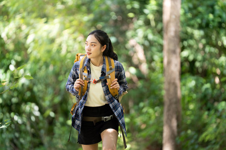 Hiking Adventure: Young Woman Exploring Nature Trails