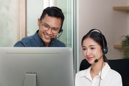 Call Center Agents Engaging in Customer Service Training
