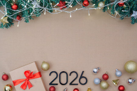 Festive Christmas Decor with Gift and Ornaments