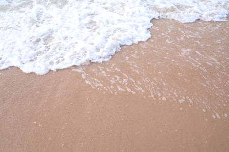 Soft wave of the sea on the sandy beach with copy space.の写真素材
