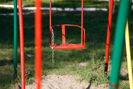 Colorful swing in Nikiszowiec (Katowice) - historic mining estate in Poland