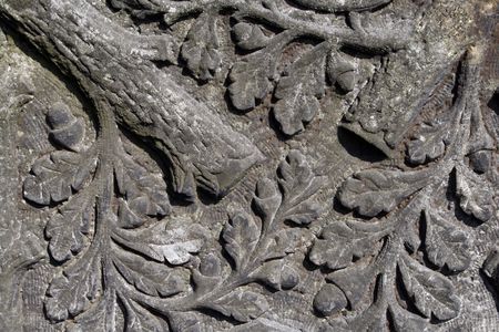 Close-up of a gravestone in Jewish cemetery in Czeladz - town of Upper Silesia in Polandの写真素材