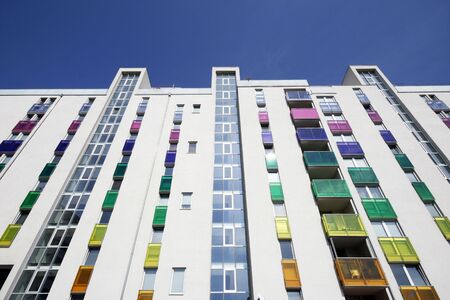 Interesting colorful residential building in Vienna, Austria