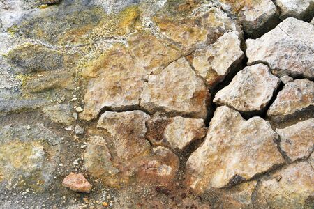 Colorful ground and sulfur deposits at Krafla volcanic geothermal area in northern Icelandの写真素材