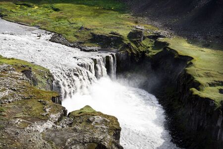 Hafragilsfoss - beautiful waterfall in northern Icelandの写真素材