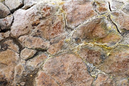 Colorful ground and sulfur deposits at Krafla volcanic geothermal area in northern Icelandの写真素材